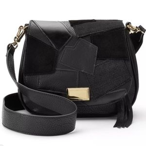 JUICY COUTURE Bag Patchwork Saddle Crossbody Boho Festival Black